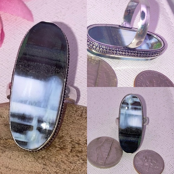 Memorizing Owyhee Blue Opal Gemstone Handmade Ring - Picture 4 of 7